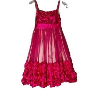 Bonnie Jean Girls 14 Pink Tulle Flower Dress Sleeveless Easter Fancy Semi-Formal